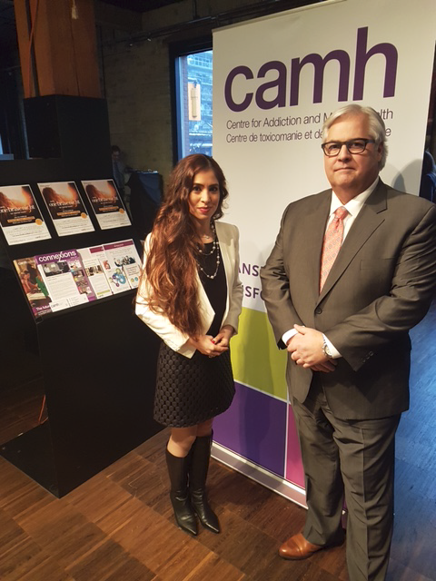 Ombudsman Paul Dubé with Dr. Katy Kamkar, Clinical Psychologist at the Centre for Addiction and Mental Health (CAMH) and Medical Advisor to Board of Directors at Badge of Life Canada (BOLC).