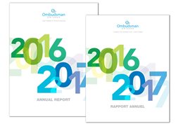 Couvertures du rapport annuel 2016-2017 en anglais et en français.
