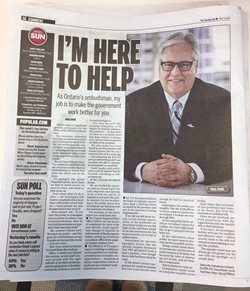 The Ombudsman featured in an article in the Toronto Sun Newspaper