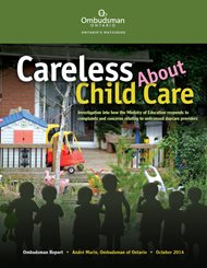 Cover of Ontario Ombudsman report, Careless About Child Care