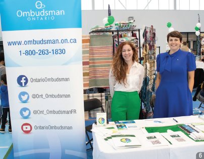 Our staff greet visitors to our Office’s booth at the annual “Franco-Foire” organized by the Association canadienne-française de l’Ontario, Conseil régional des Mille-Îles, Kingston.