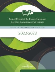 Cover of the French Language Services Commissioner of Ontario 's 2022-2023 Annual report