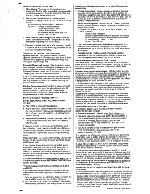 page 2 du formulaire d'Avis de suspension du permis de conduire