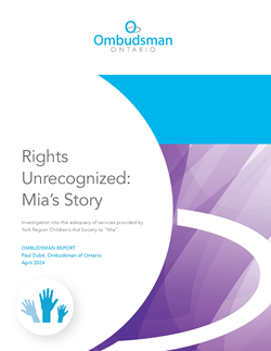 Cover of the "Rights Unrecognized: Mia's Story" report