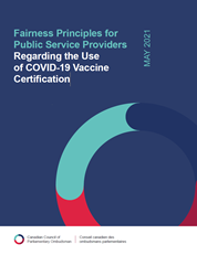 Cover of the "Fairness Principles for Public Service Providers Regarding the Use of COVID-19 Vaccine Certification" report