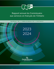 Couverture du rapport annuel 2023-2024 du Commissaire aux services en français de l’Ontario