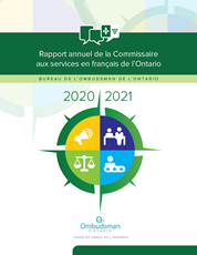 Couverture du rapport annuel 2020-2021 de la Commissaire aux services en français de l’Ontario