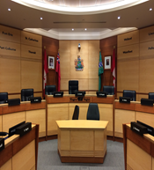 First of two views of Niagara regional council chambers, facing and from the chair