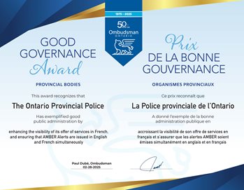 Image of certificate for Good Governance Award