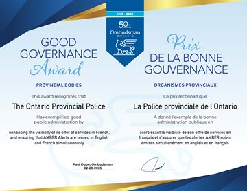 Image du certificat pour le prix de la bonne gouvernance