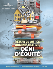 Couverture du rapport « Retard de justice administrative, Déni d’équité »