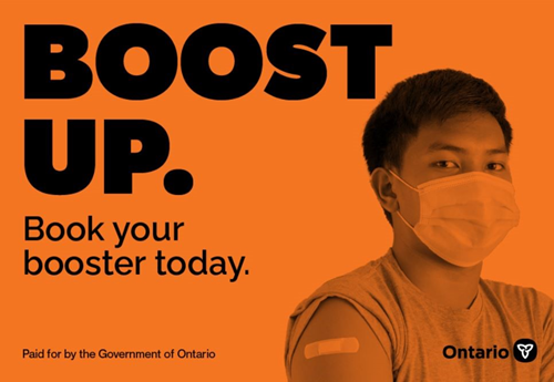 Figure 5: Part of a "winter safety" campaign from December 2021 through January 2022, this advertisement promoted COVID vaccine booster shots in English only.