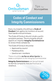 Link to Codes of Conduct and Integrity Commissioners