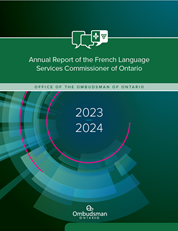 Cover of the French Language Services Commissioner of Ontario 's 2023-2024 Annual report