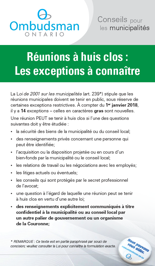 Réunions à huis clos - Les exceptions à connaître