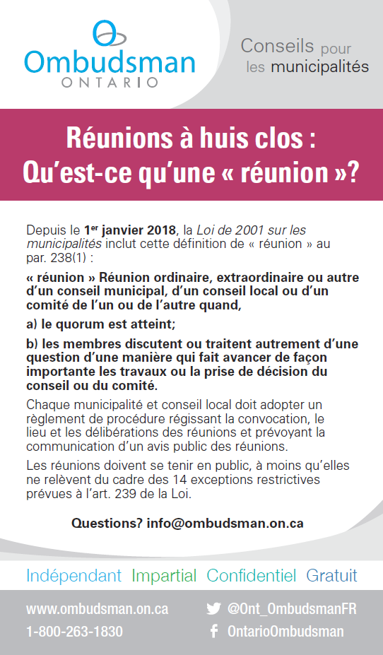 Réunions à huis clos - Qu’est-ce qu’une « réunion » ?