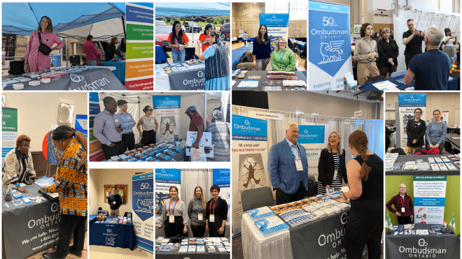 Outreach events Collage of Ombudsman Ontario staff at various outreach events
