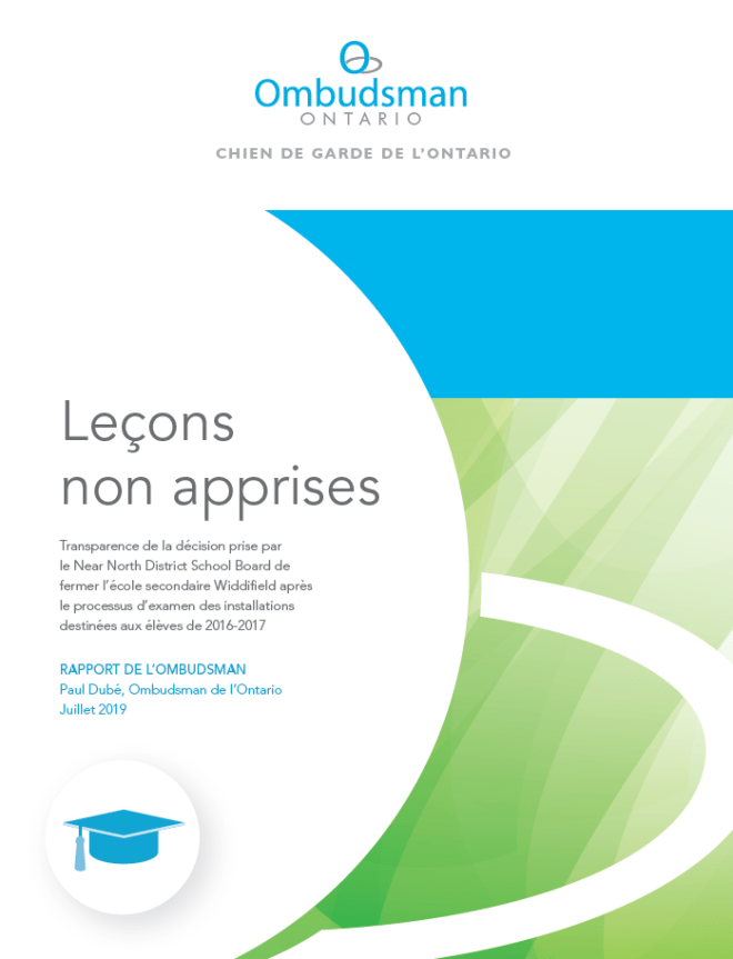 Couverture du rapport, Leçons non apprises