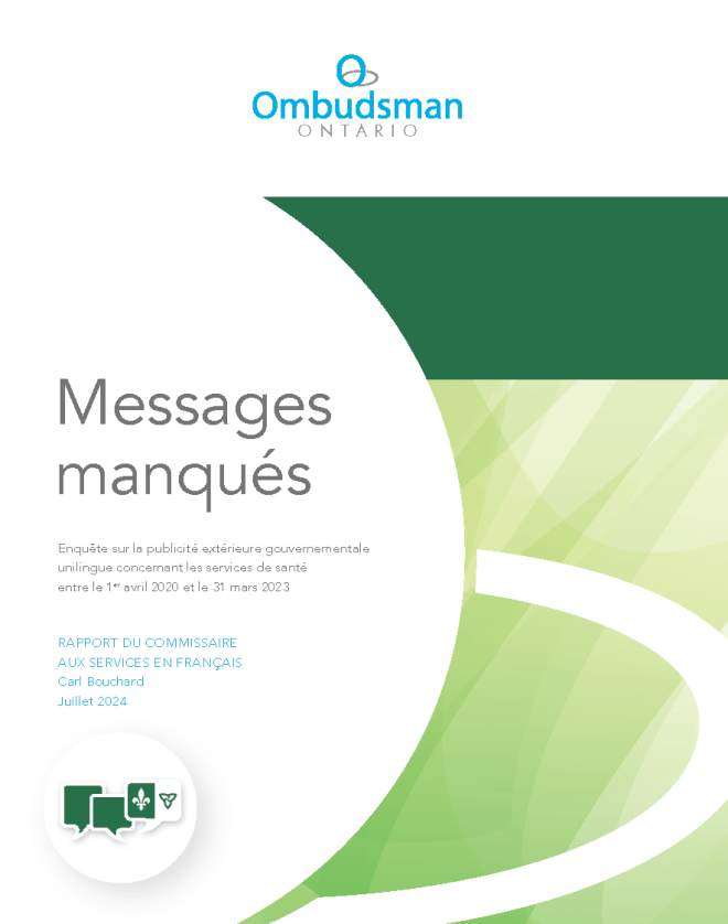 Couverture du rapport, Messages manqués