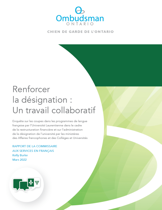Couverture du rapport, Renforcer la désignation : Un travail collaboratif