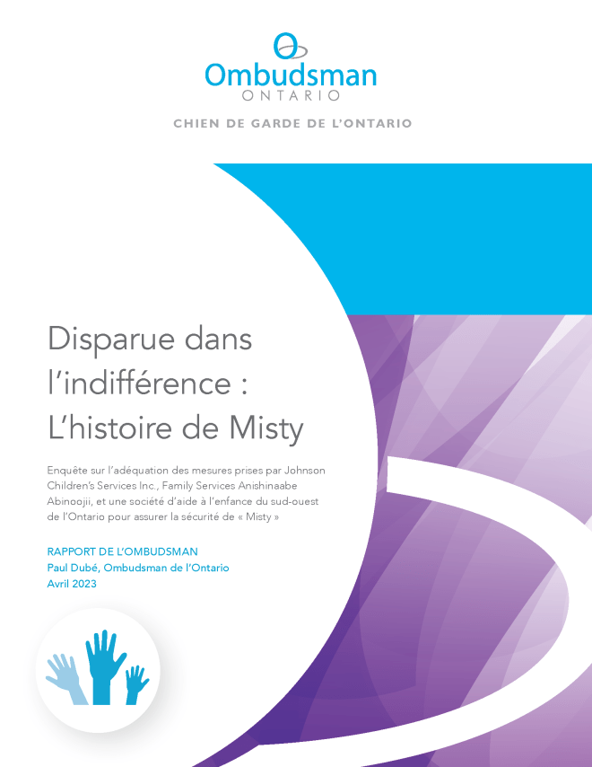 Couverture du rapport, Disparue dans l’indifférence : L’histoire de Misty