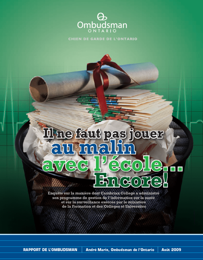 Couverture du rapport, Il ne faut pas jouer au malin avec l’école… Encore!