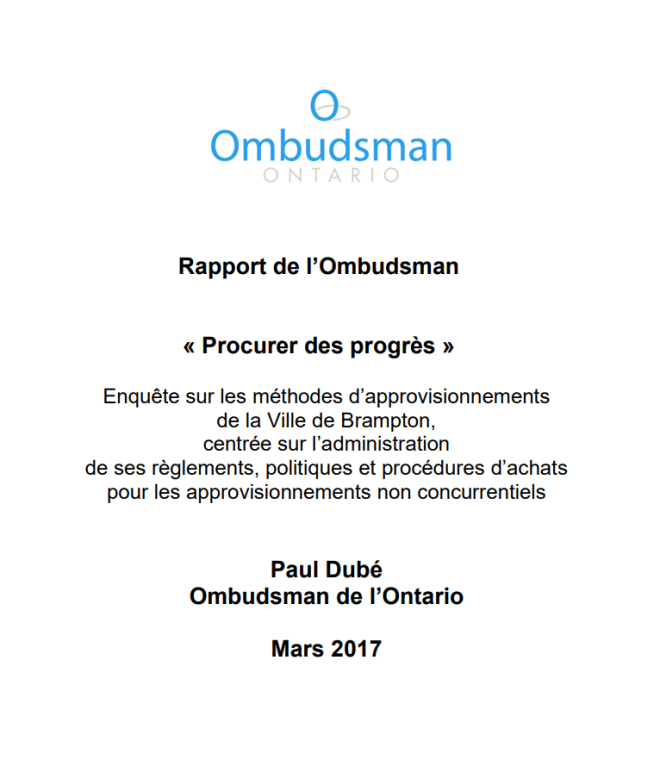 Couverture du rapport, Procurer des progrès