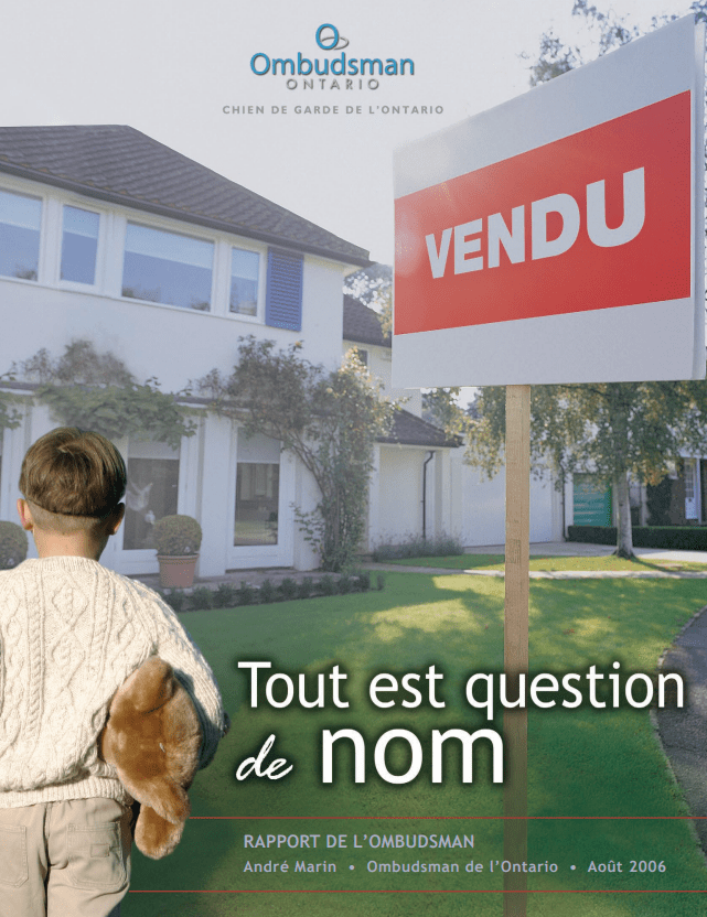 Couverture du rapport, Tout est question de nom