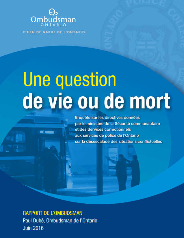Couverture du rapport, Une question de vie ou de mort