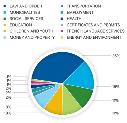 pie chart of cases by topic