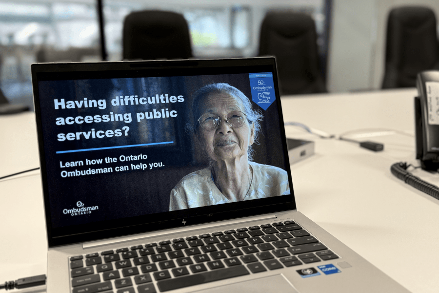 Presentation on a laptop. A laptop displaying a presentation.